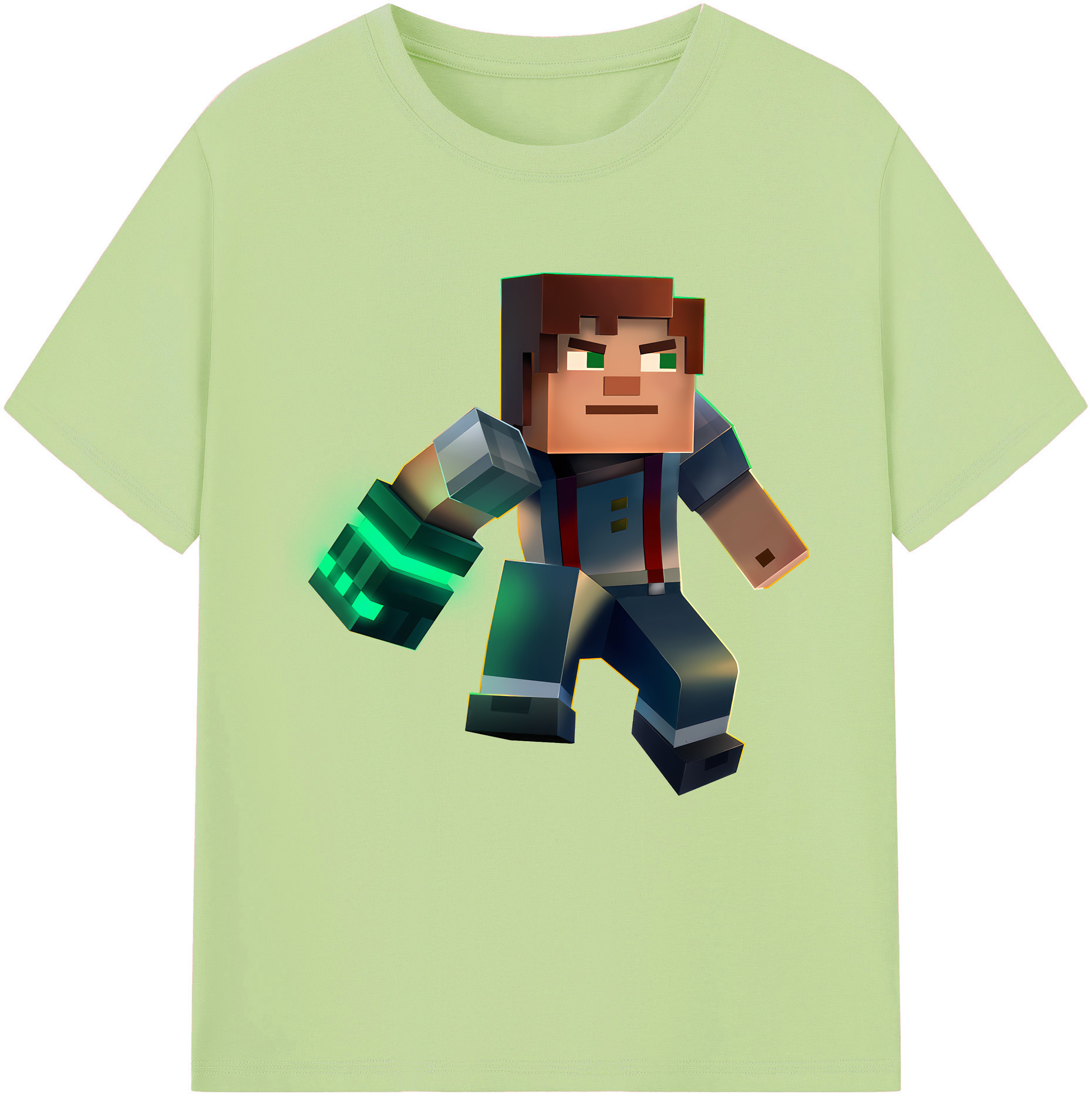 （画像用） マインクラフト ブロックの世界 Minecraft MC Block world 綿100％半袖Tシャツ（フロントプリント）